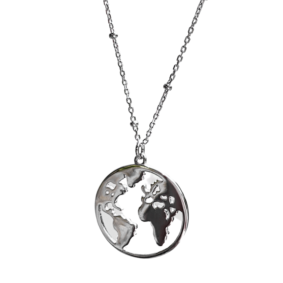 Dorsya | Sterling Silver World Map Necklace £23 